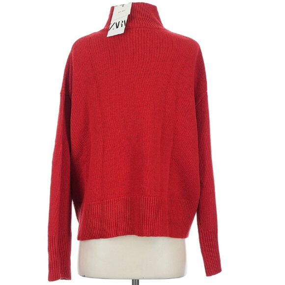 Zara Red Wool Holiday Turtleneck Sweater - Picture 2 of 6